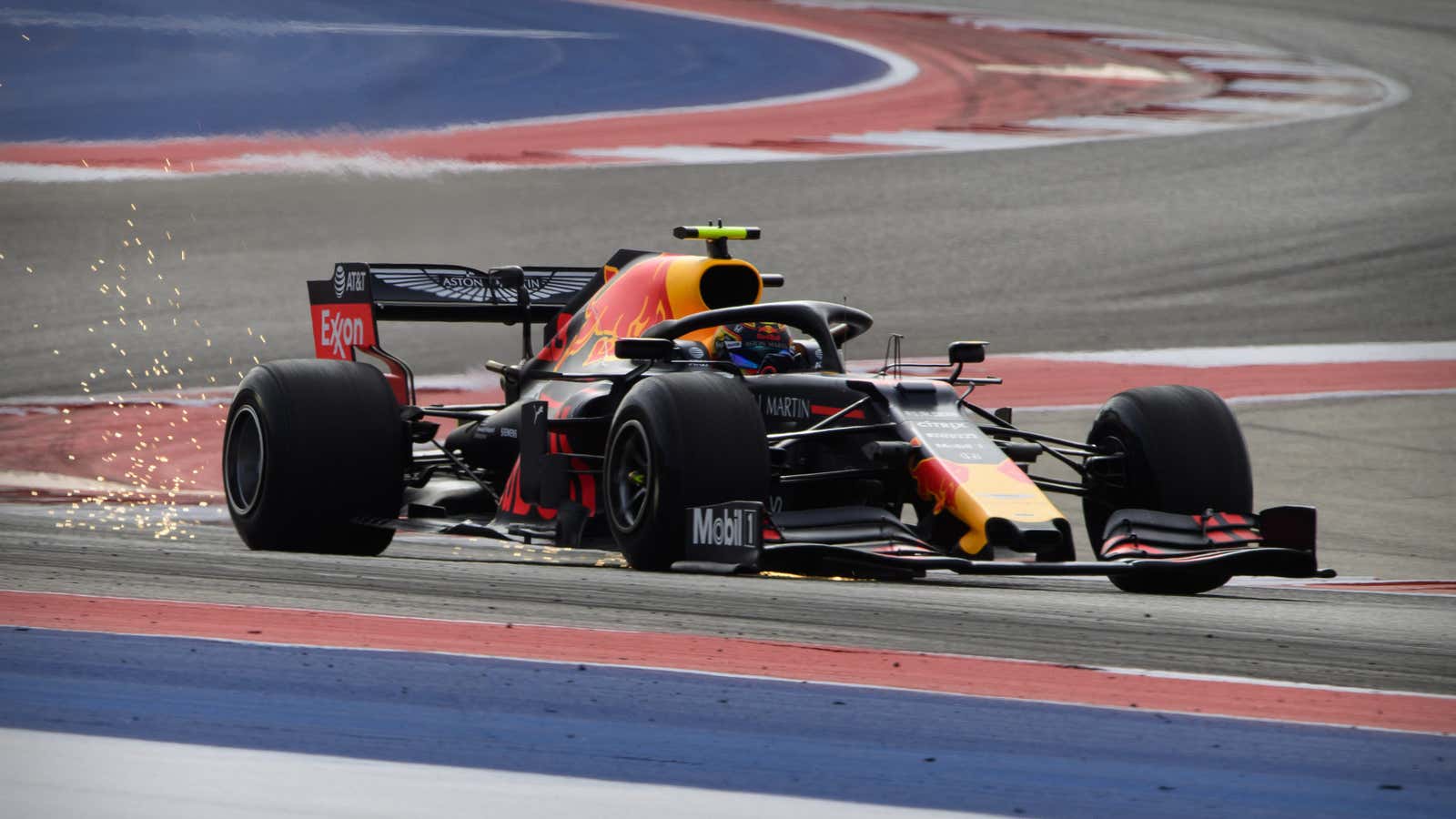 Nov 1, 2019; Austin, TX, USA; Scuderia Toro Rosso Honda driver Alexander Albon (23) of Thailand during practice for the United States Grand Prix at Circuit of the Americas. Mandatory Credit: Jerome Miron-USA TODAY Sports – 13601488