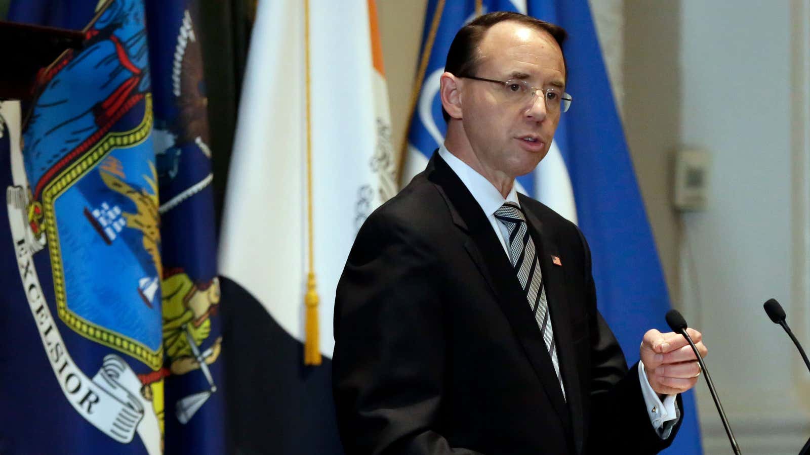 Rosenstein made a couple of thinly veiled swipes at Trump.