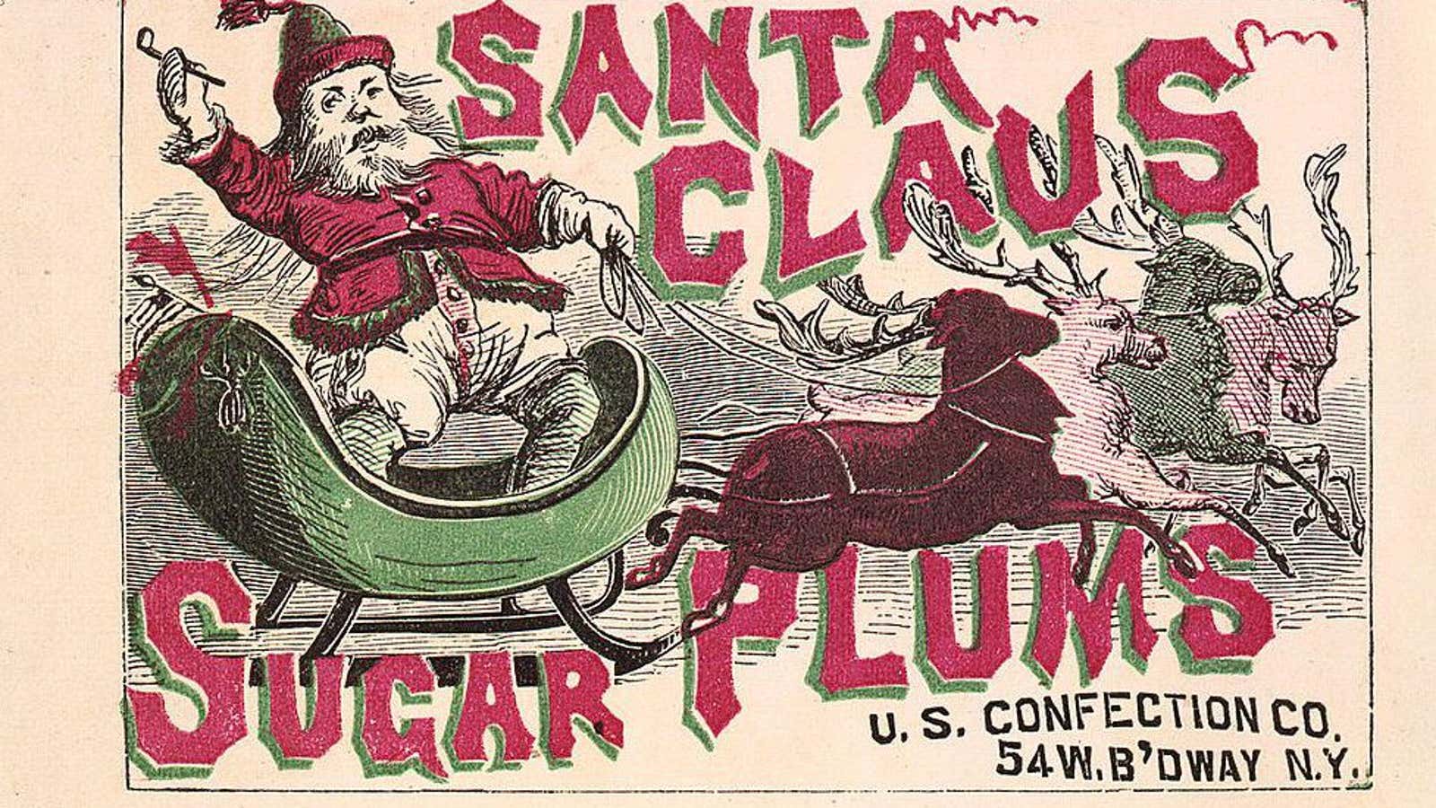 Santa Claus Sugar Plums advertisement by US Confection Co.