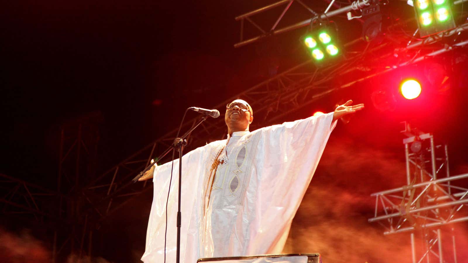 Guinean Sekouba Bambino performs at the music festival in Segou, Mali in 2014.