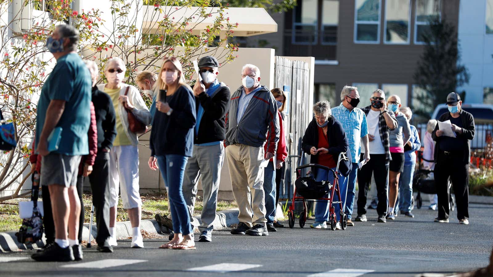 Seniors in Sarasota, Florida wait for their Covid-19 vaccinations.