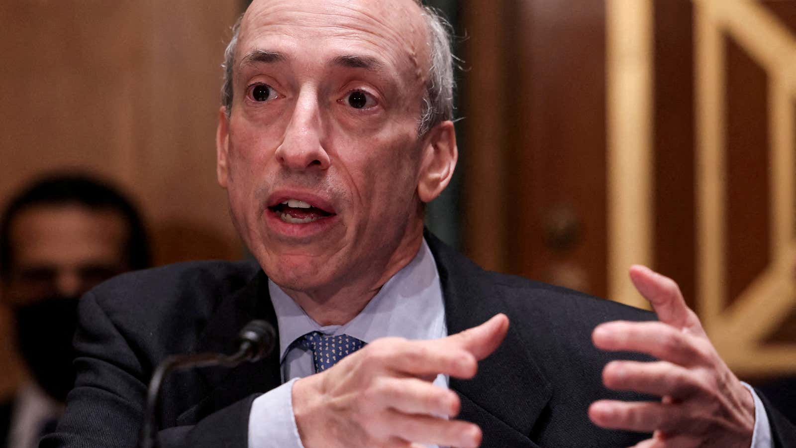 U.S. Securities and Exchange Commission (SEC) Chair Gary Gensler testifies before a Senate Banking, Housing, and Urban Affairs Committee oversight hearing on the SEC on Capitol Hill in Washington, U.S., September 14, 2021.