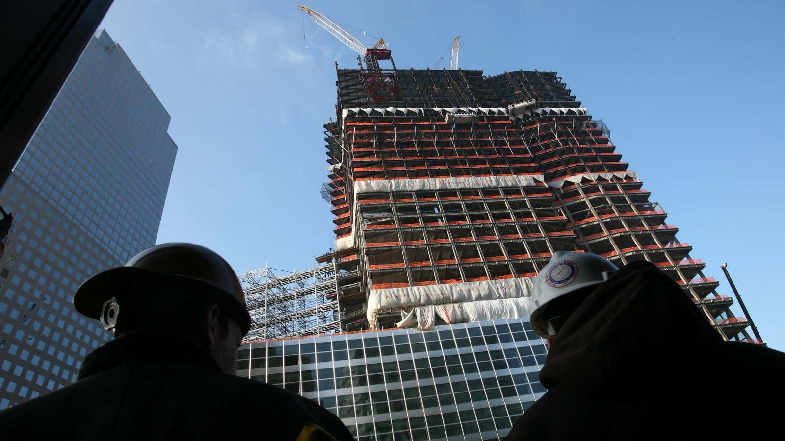 The Goldman Sachs headquarters under construction in 2007. How many more of those will the banks be building?