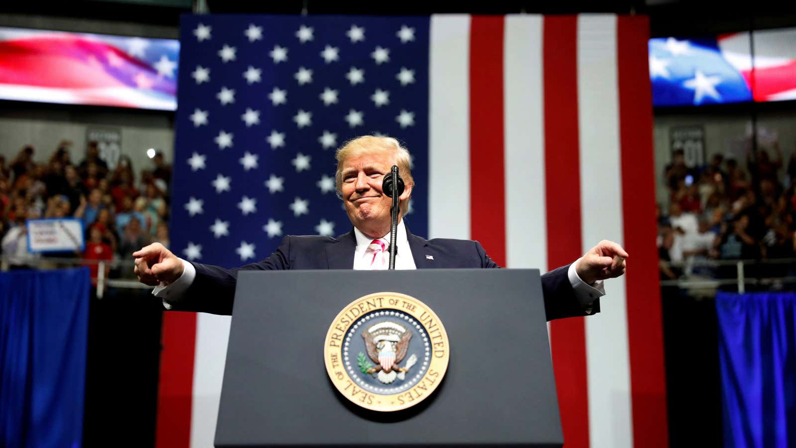 U.S. President Donald Trump speaks at a campaign rally for Senator Luther Strange in Huntsville, Alabama, U.S. September 22, 2017.