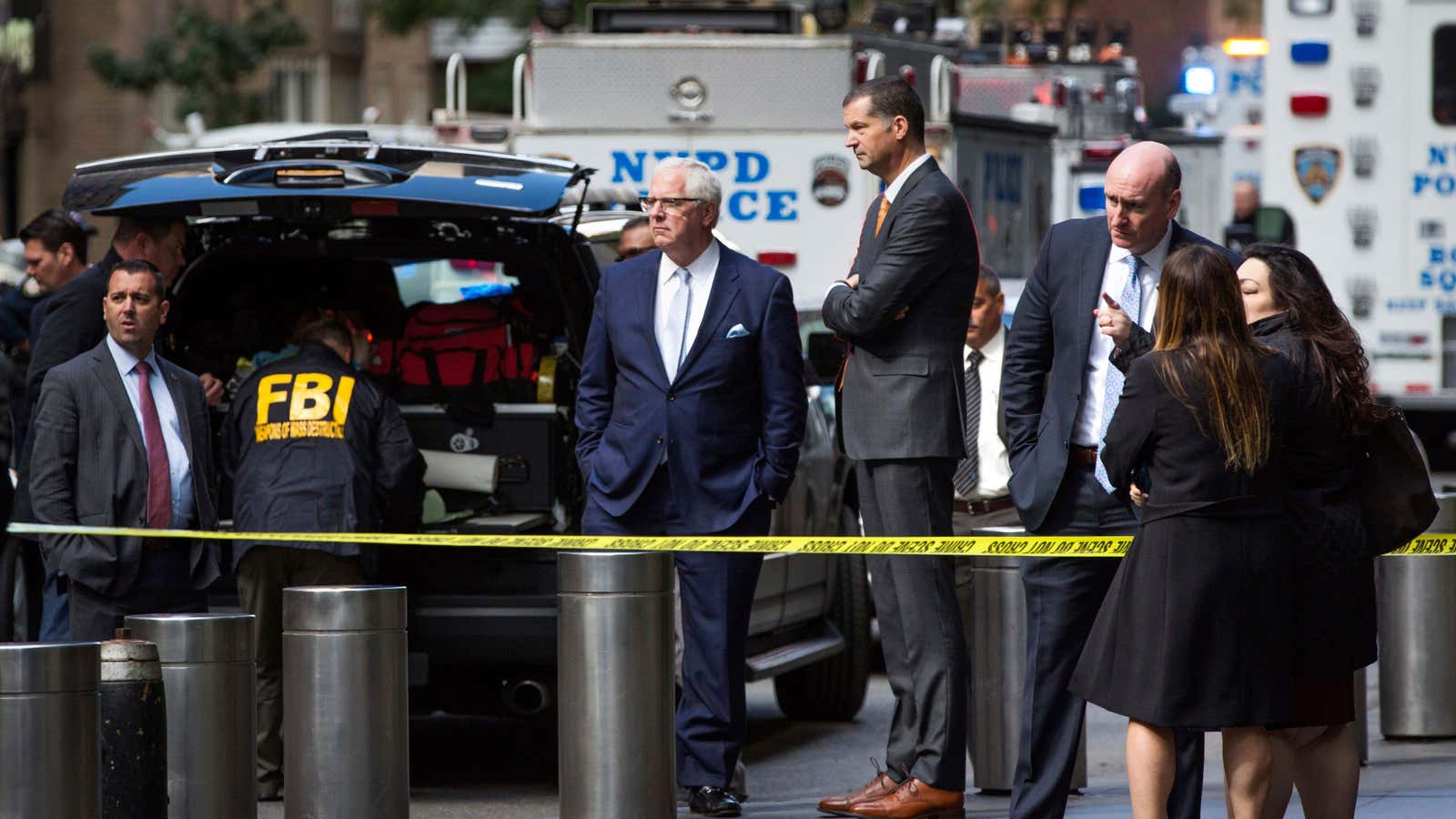 Police outside CNN’s offices in New York.