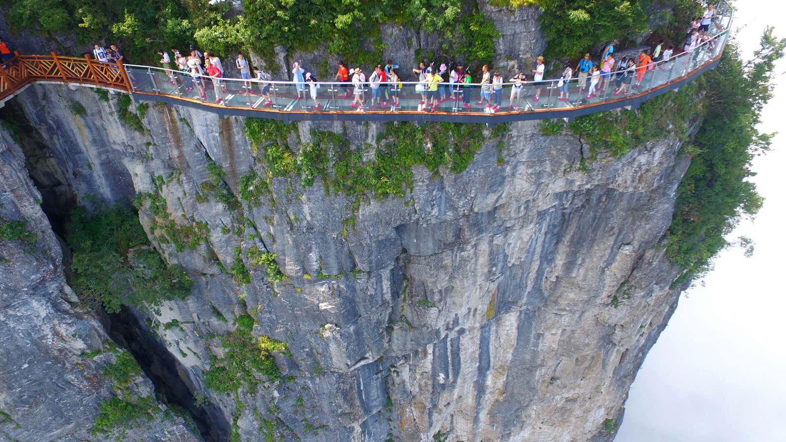 Just one of China’s many vertigo-inducing glass walkways.