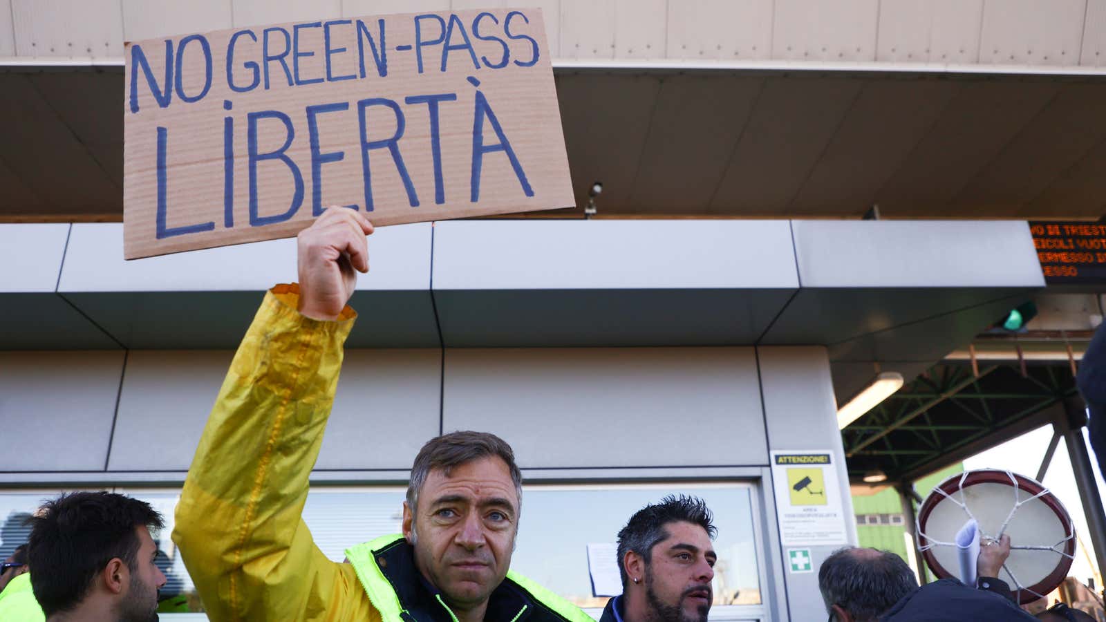 Protesting at the port.