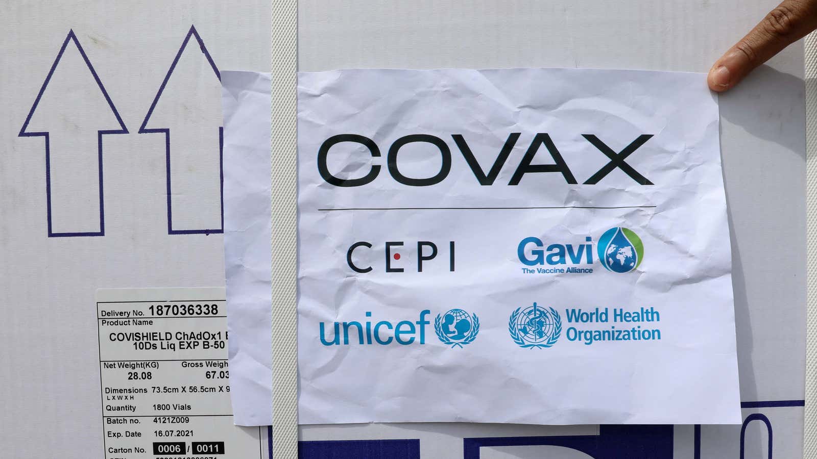 A shipment of Covax vaccines in Somalia.