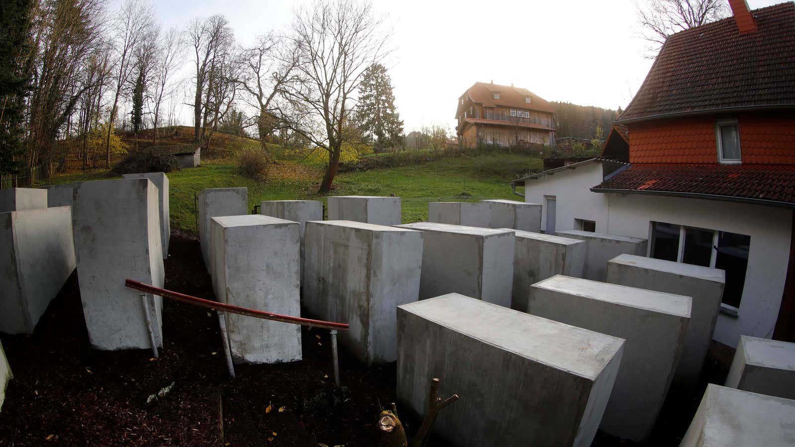 Berlin’s Holocaust memorial in small outside the home of AfD party member of Björn Höcke, in Bornhagen, Germany