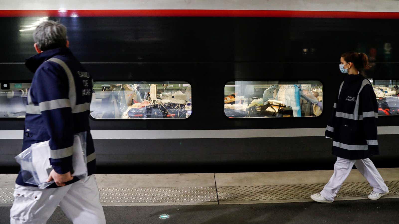 A hospital train at Austerlitz station in Paris.