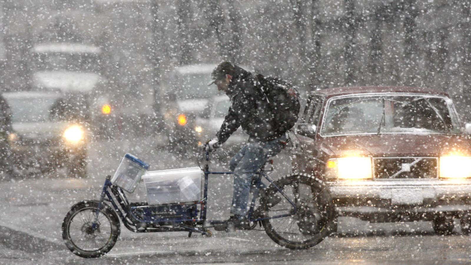 New Yorkers still want their goods—even in a blizzard.