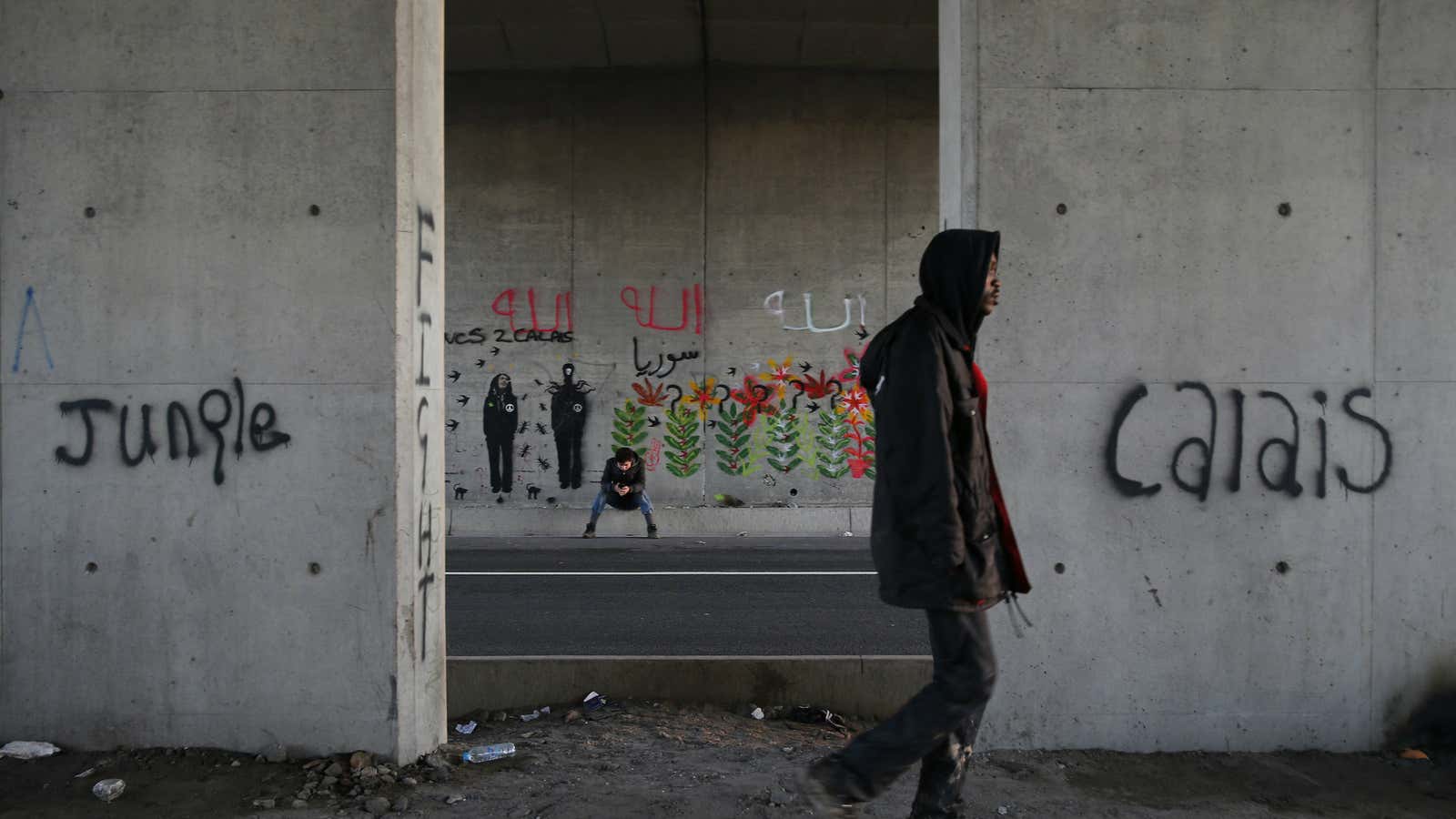 Migrants in Calais, a port city in France.