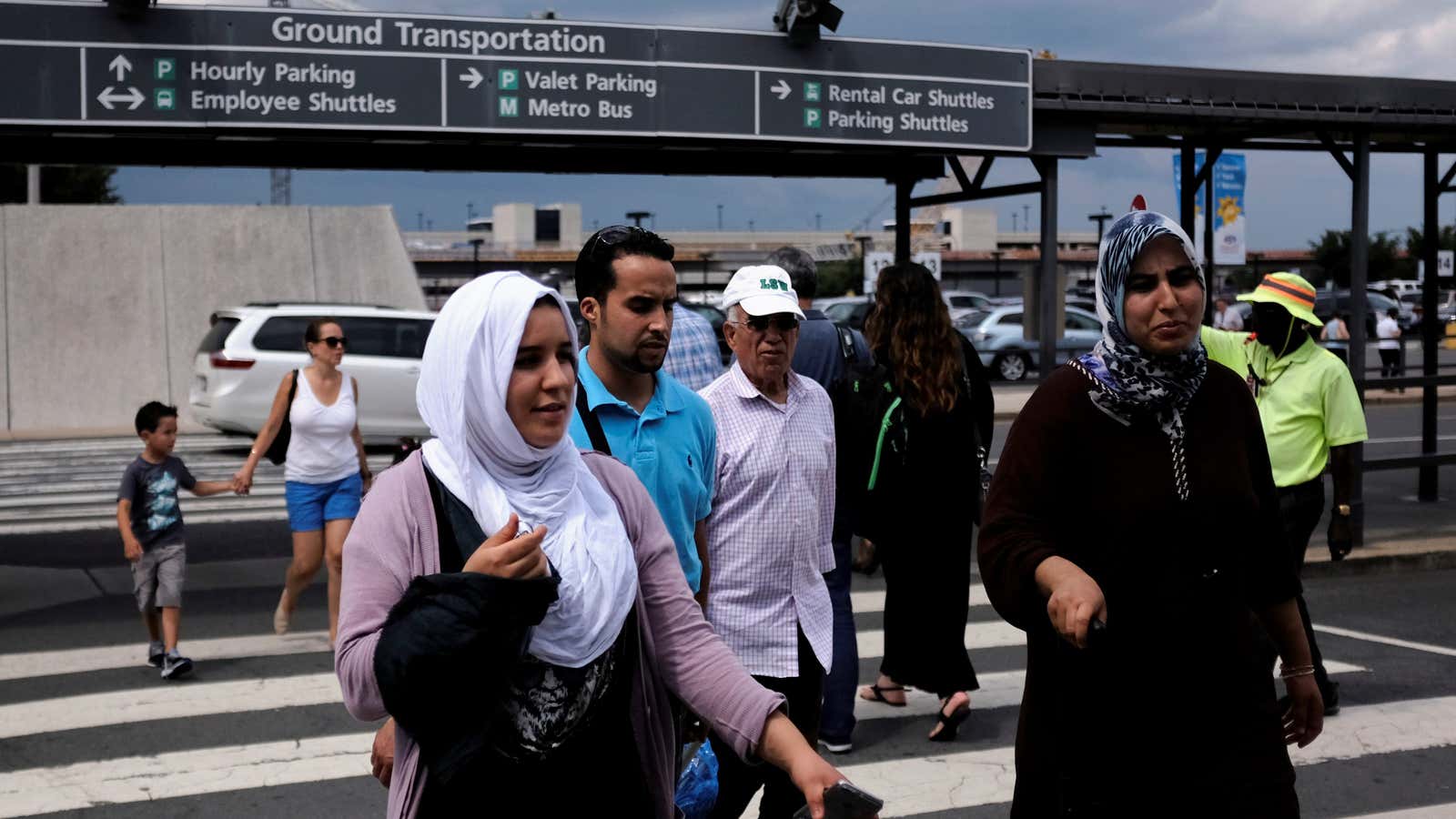 Passengers at Dulles airport.