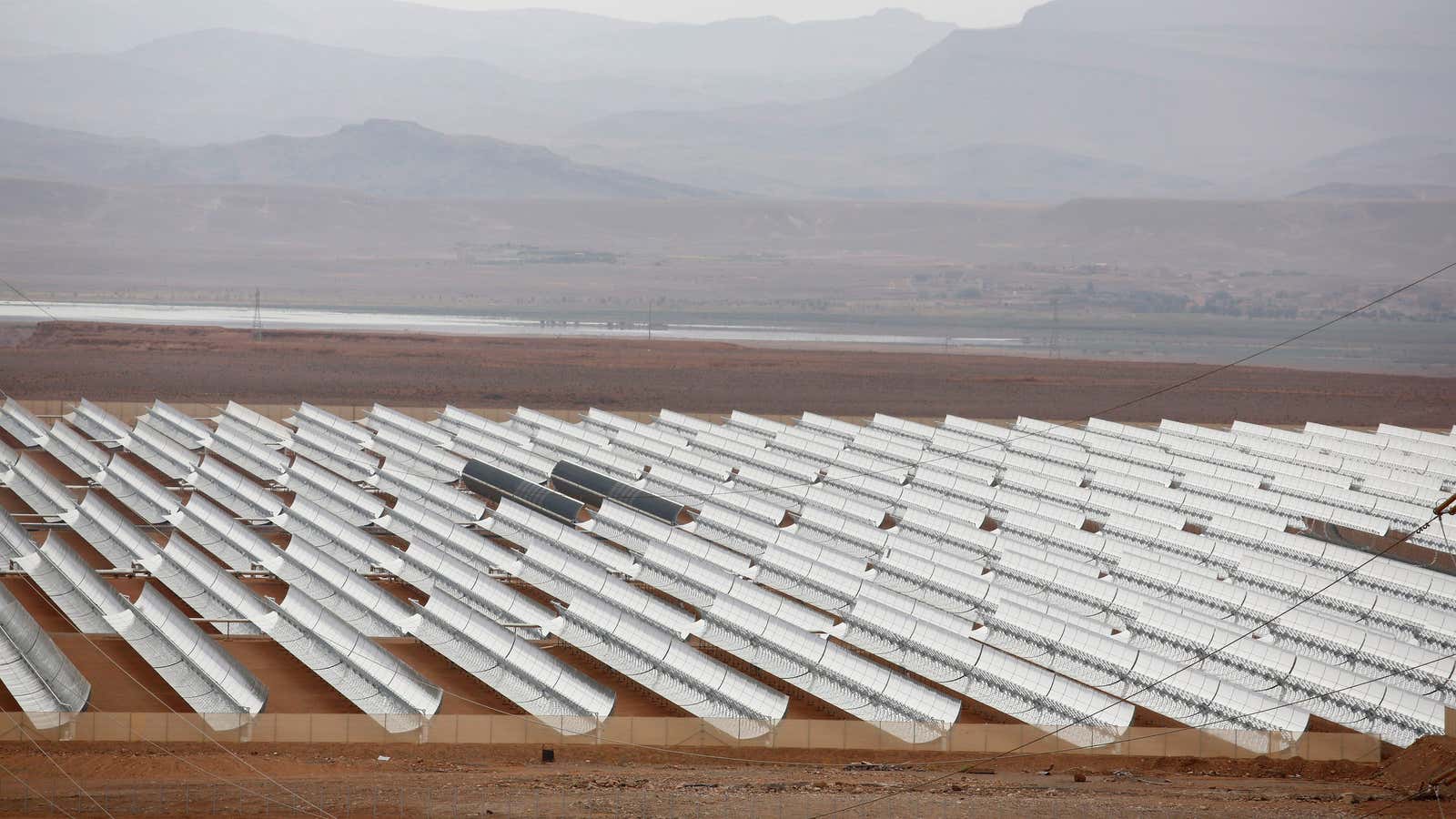 A thermosolar power plant is pictured at Noor II near the city of Ouarzazate, Morocco