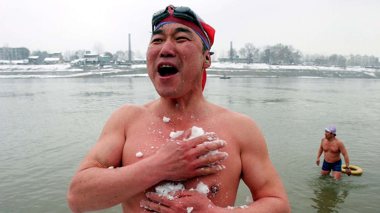 For a swim, a nice cold one is alright.