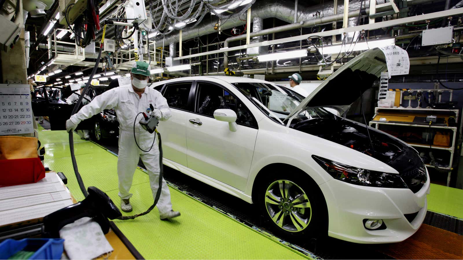 Getting ready to roll, at Honda’s Saitama plant in Sayama, north of Tokyo.