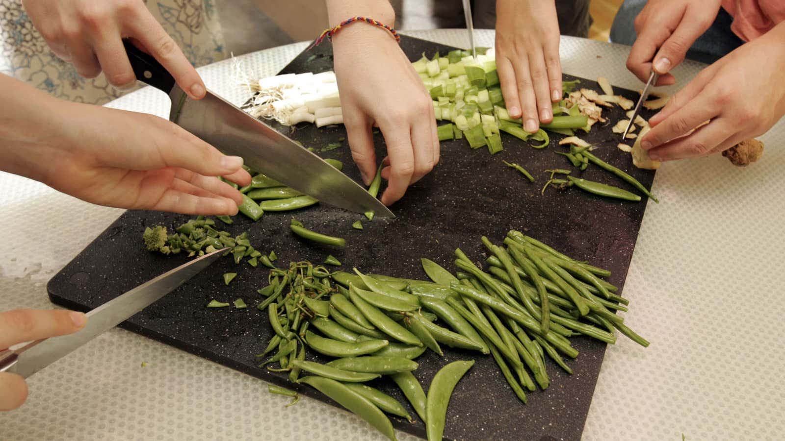 Prepping for dinner.