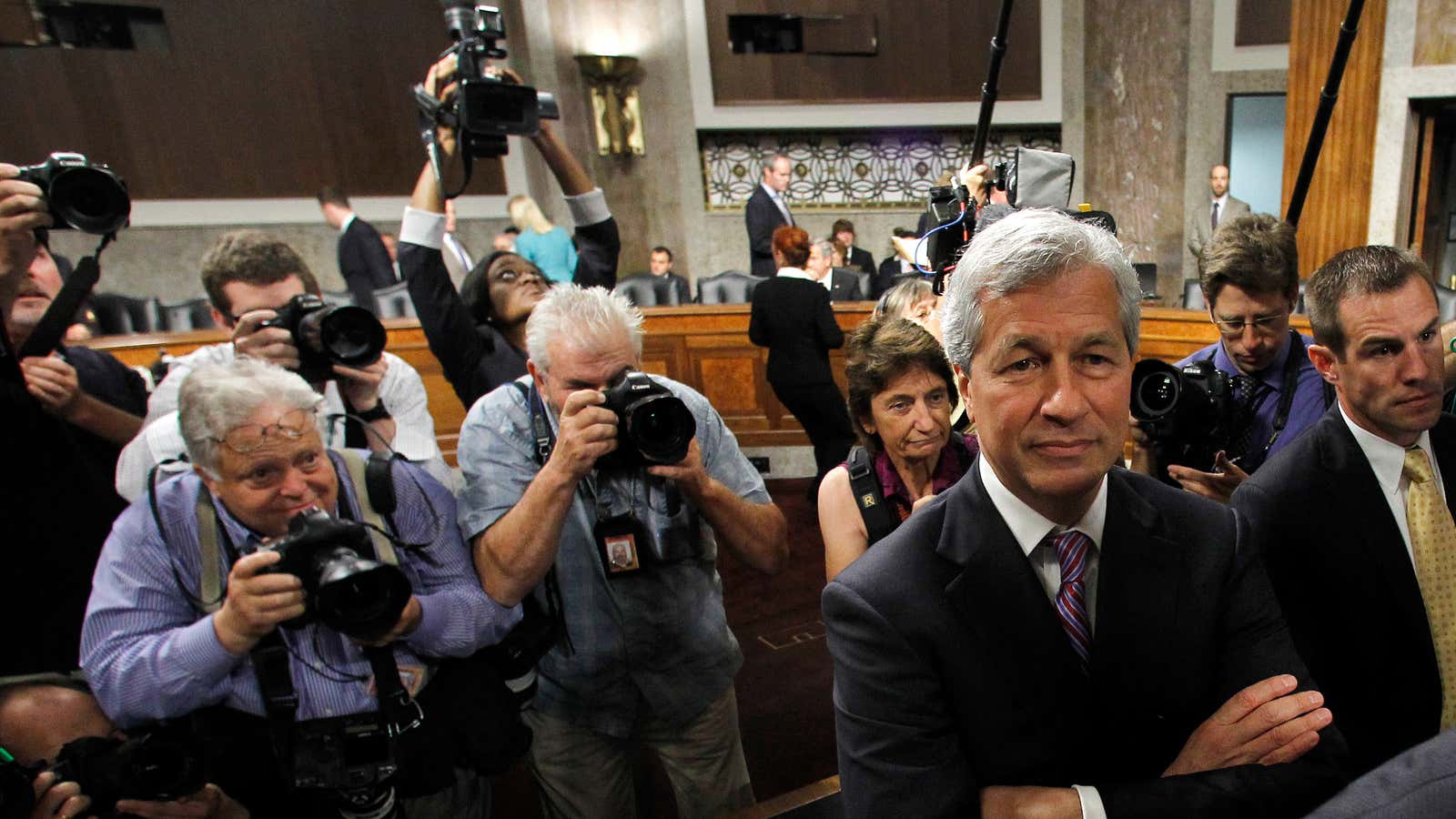 Does JP Morgan CEO Jamie Dimon look worried?