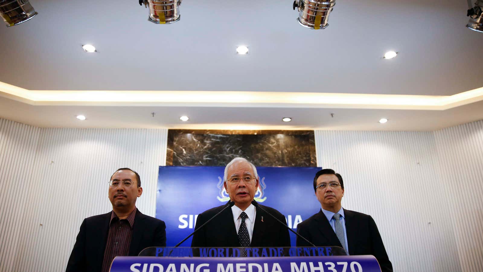 Malaysian PM Najib Razak  at today’s press conference.