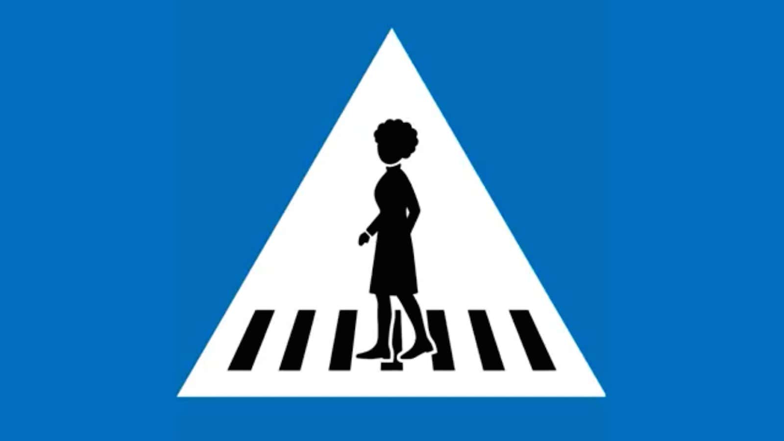 One of Geneva’s six new designs for pedestrian-crossing signs featuring female figures.