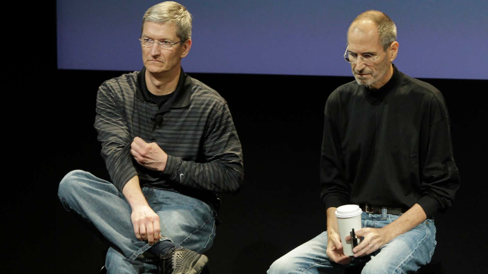 You can see how different Cook is from Jobs. Just look at that sweater.