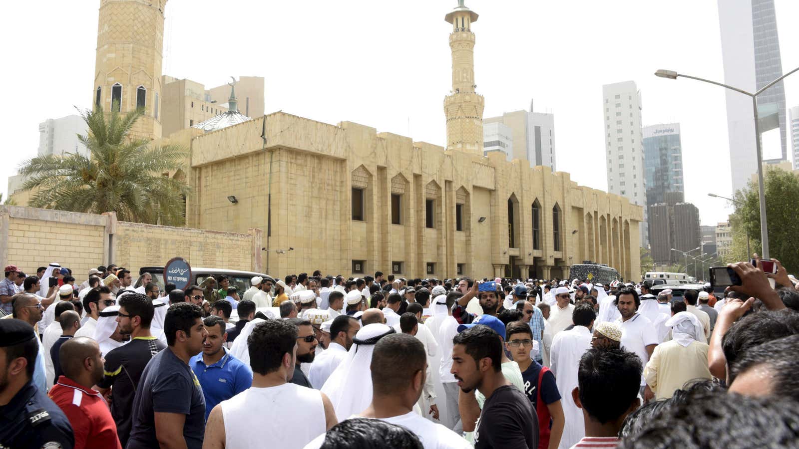 Crowds gather at Kuwait’s Imam Sadiq mosque