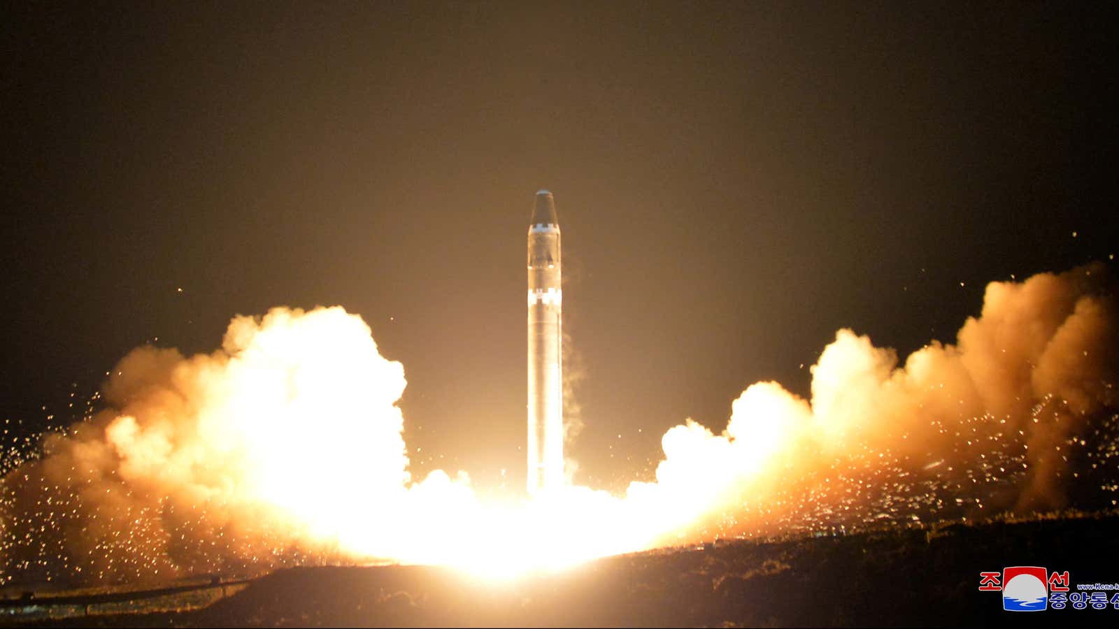 An ICBM takes off in North Korea in late 2017.