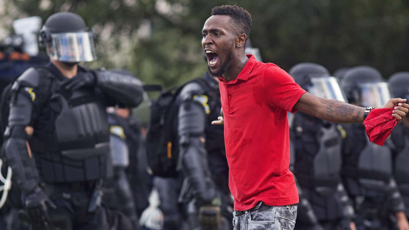 A protester after the shooting of Alton Sterling.