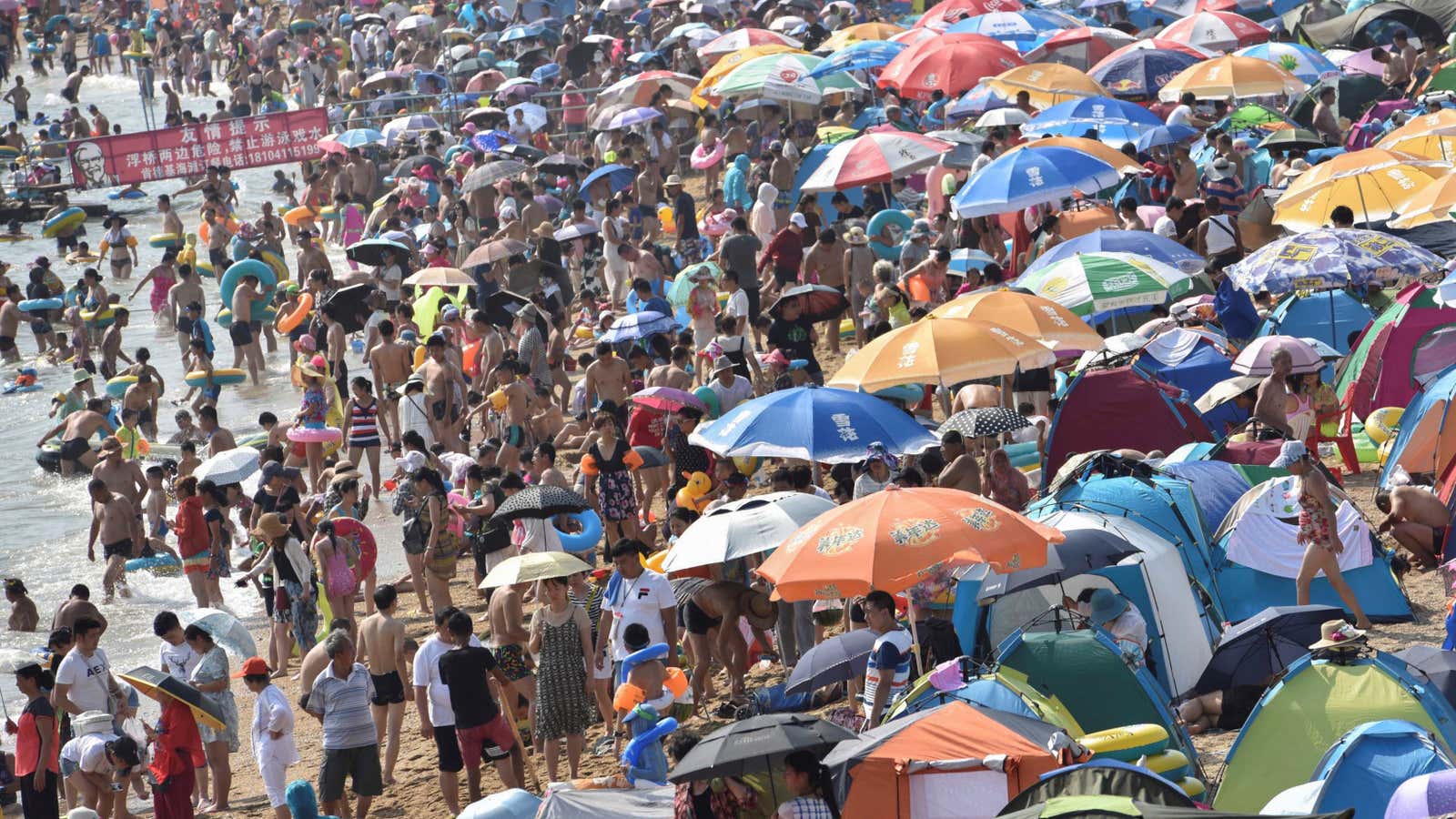 A day at the beach in Dalian, China.