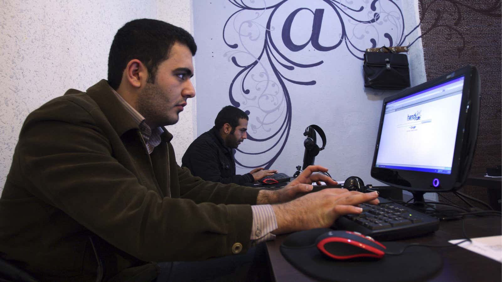 An Iranian student in Tehran accessing Google’s search service in 2011.