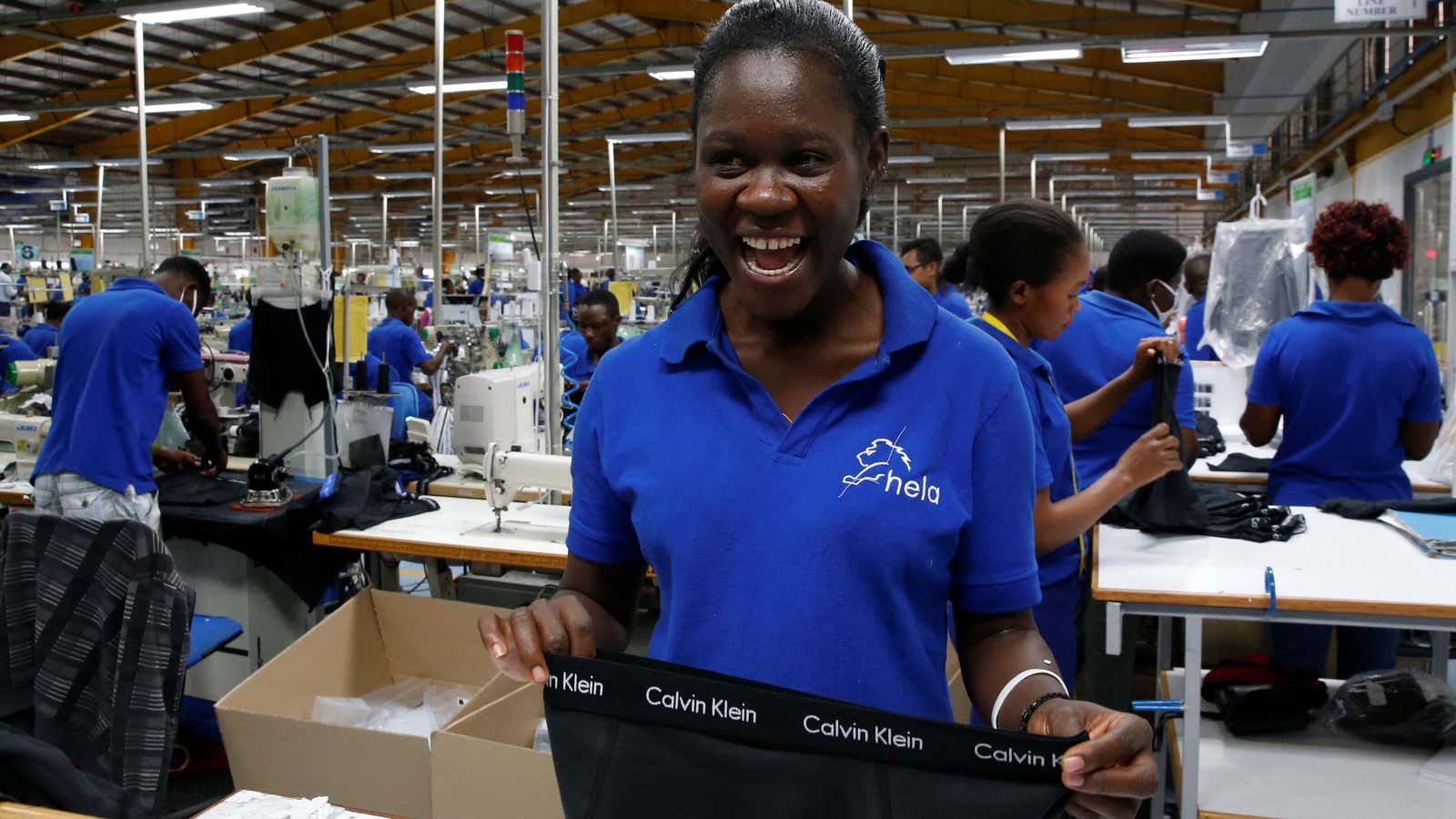 A Kenyan factory worker.