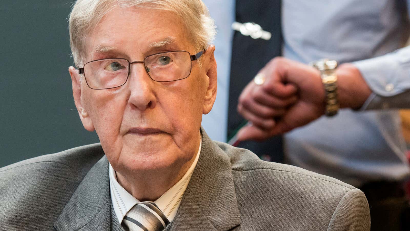 Reinhold Hanning waits for the verdict in Detmold, Germany.