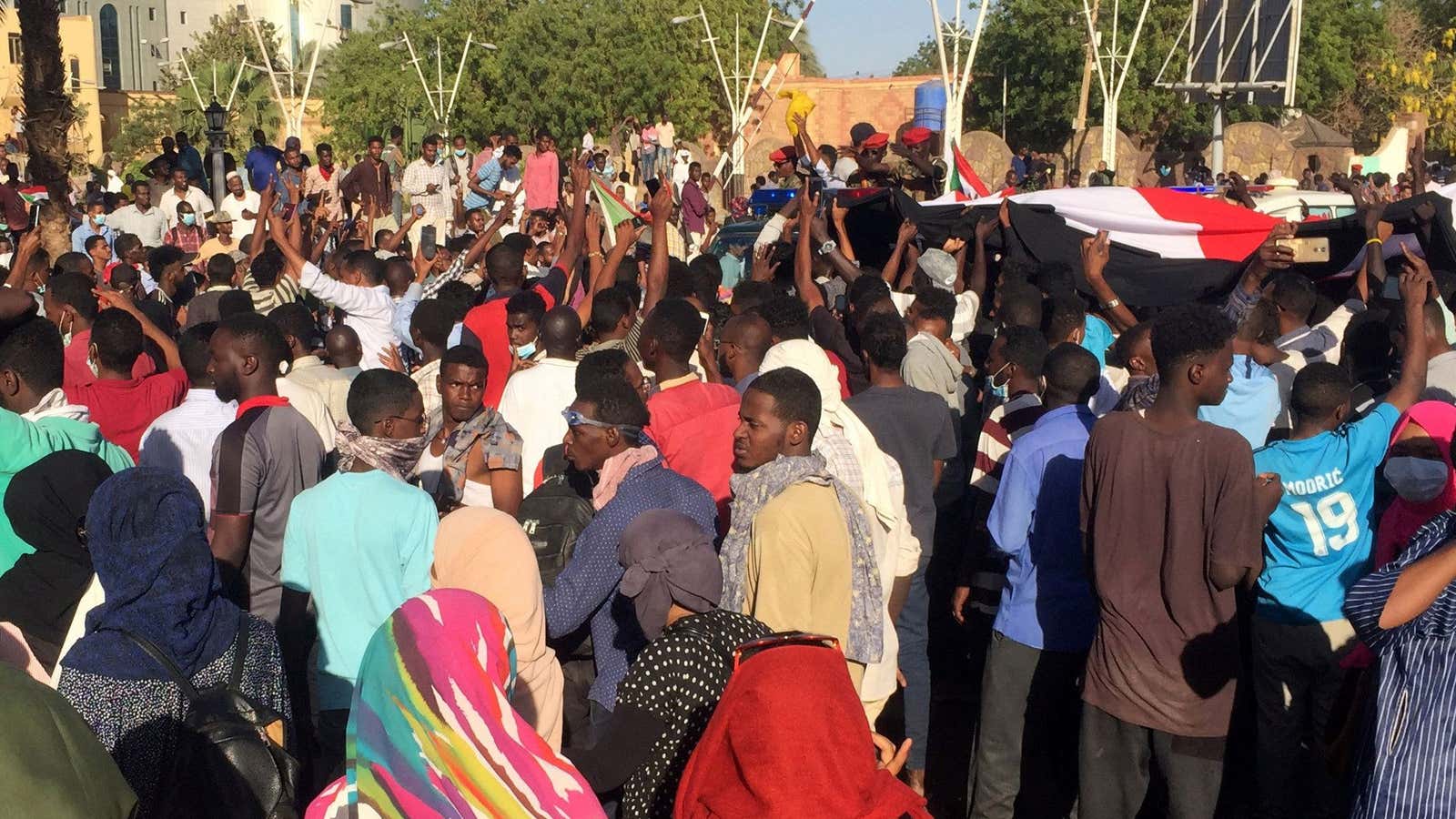 Protesting president al-Bashir.
