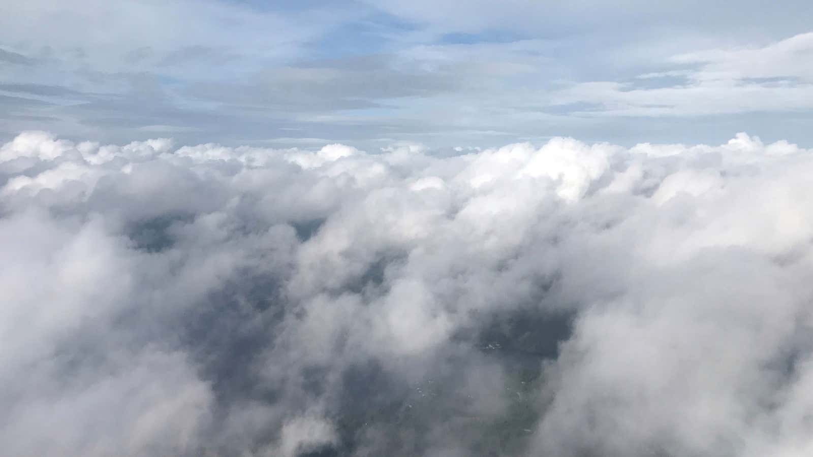 Storm clouds form before Hurricane Michael comes ashore as pictured from an airplane in Tallahassee, Florida, U.S., October 9, 2018. REUTERS/Carlo Allegri – RC143C9E9800