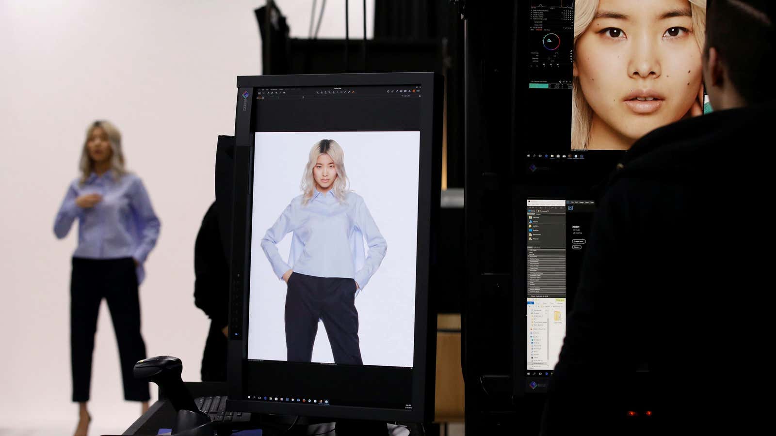 A shoot in Amazon Fashion’s giant new photo studio in Tokyo.