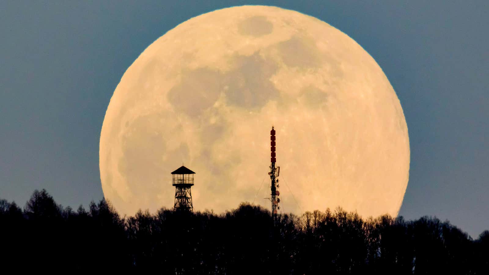 A view of the super moon in Budapest, Hungary.