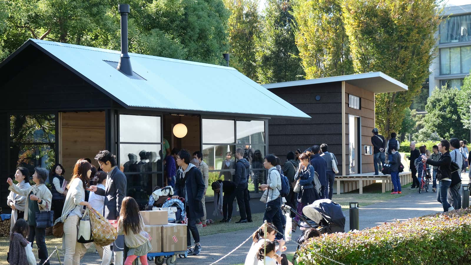 The Muji Huts from afar.