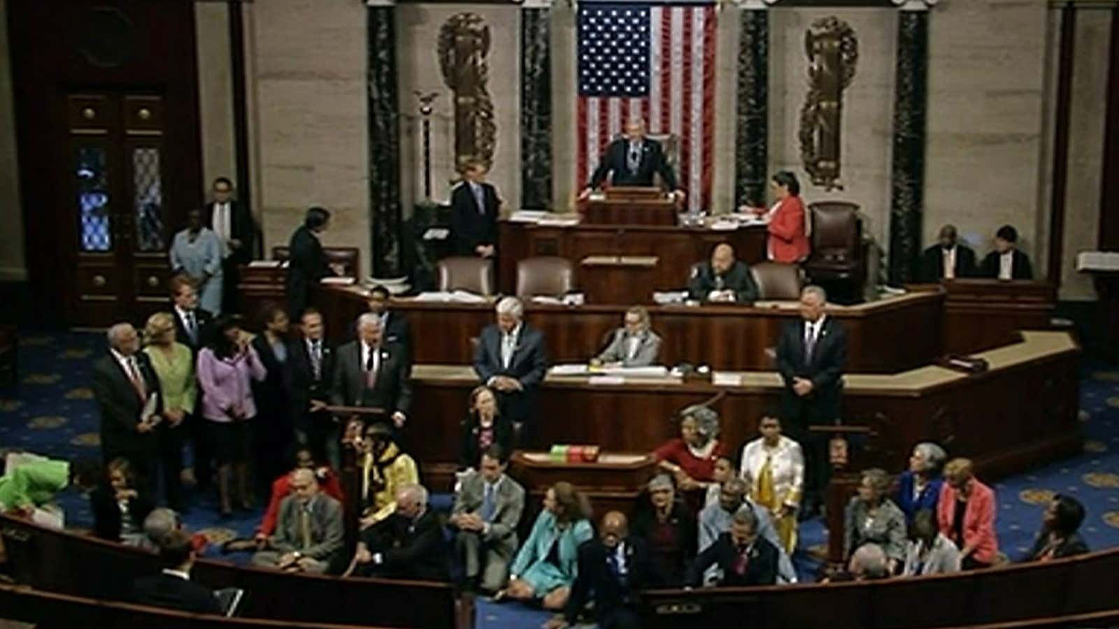 The Democrat sit-in that sparked the new rules.