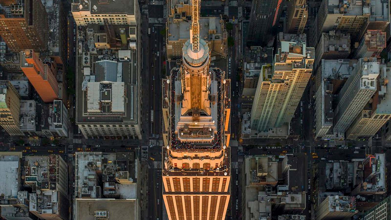 Aerial shot of the Empire State Building