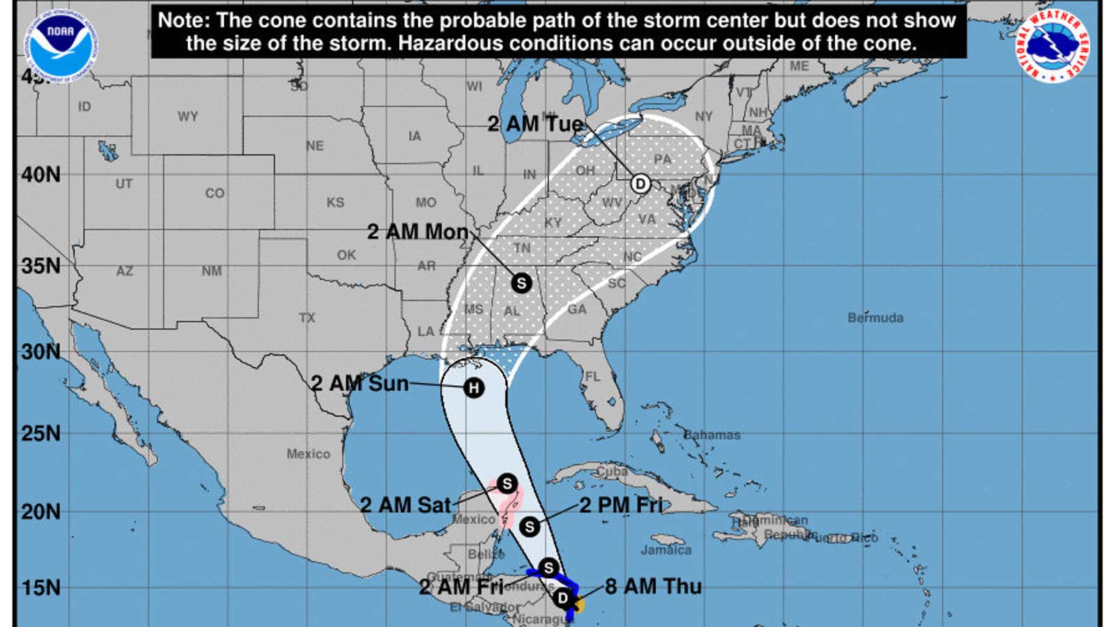 The cone of uncertainty.