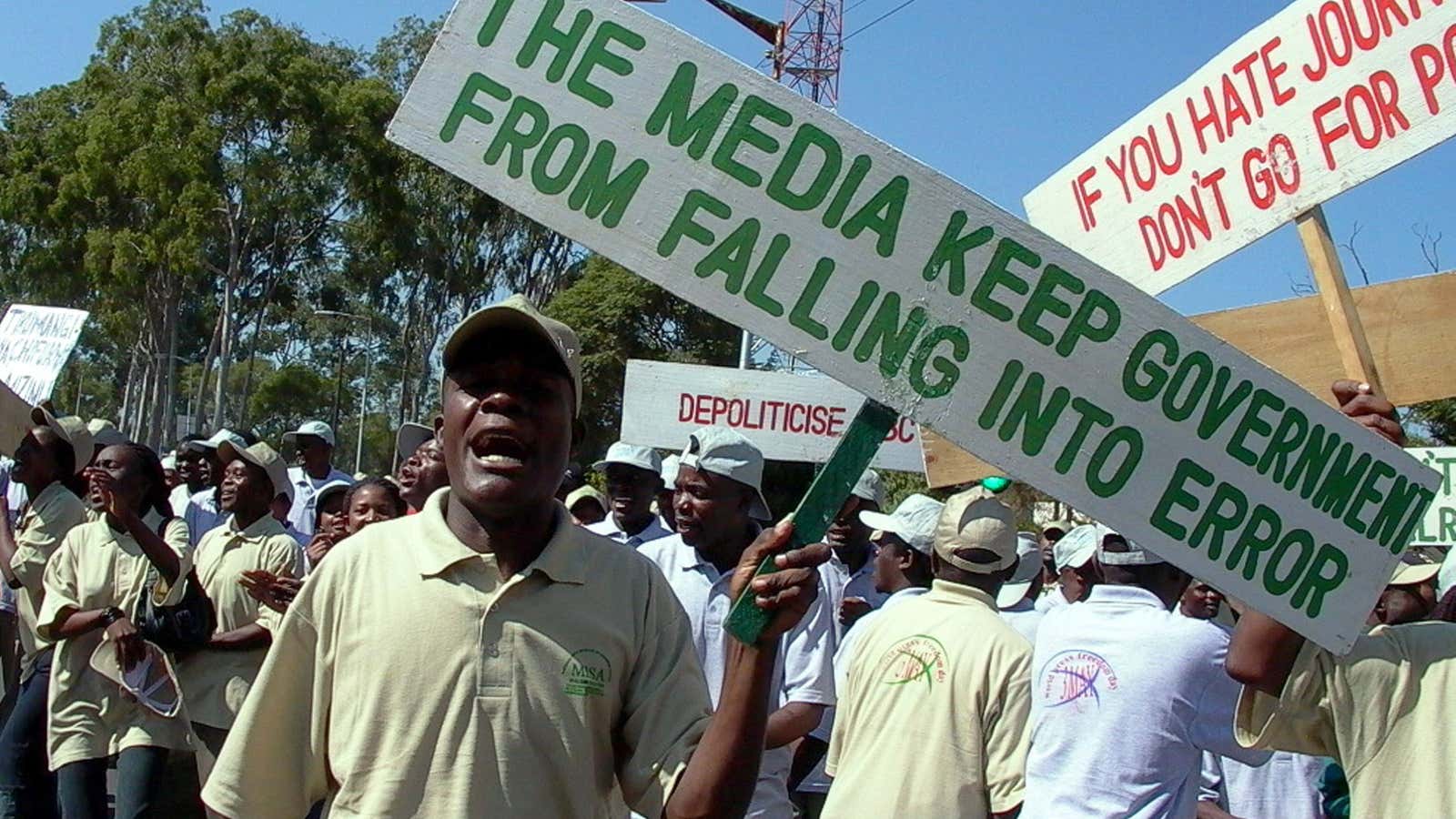 ‘We want a free press.’