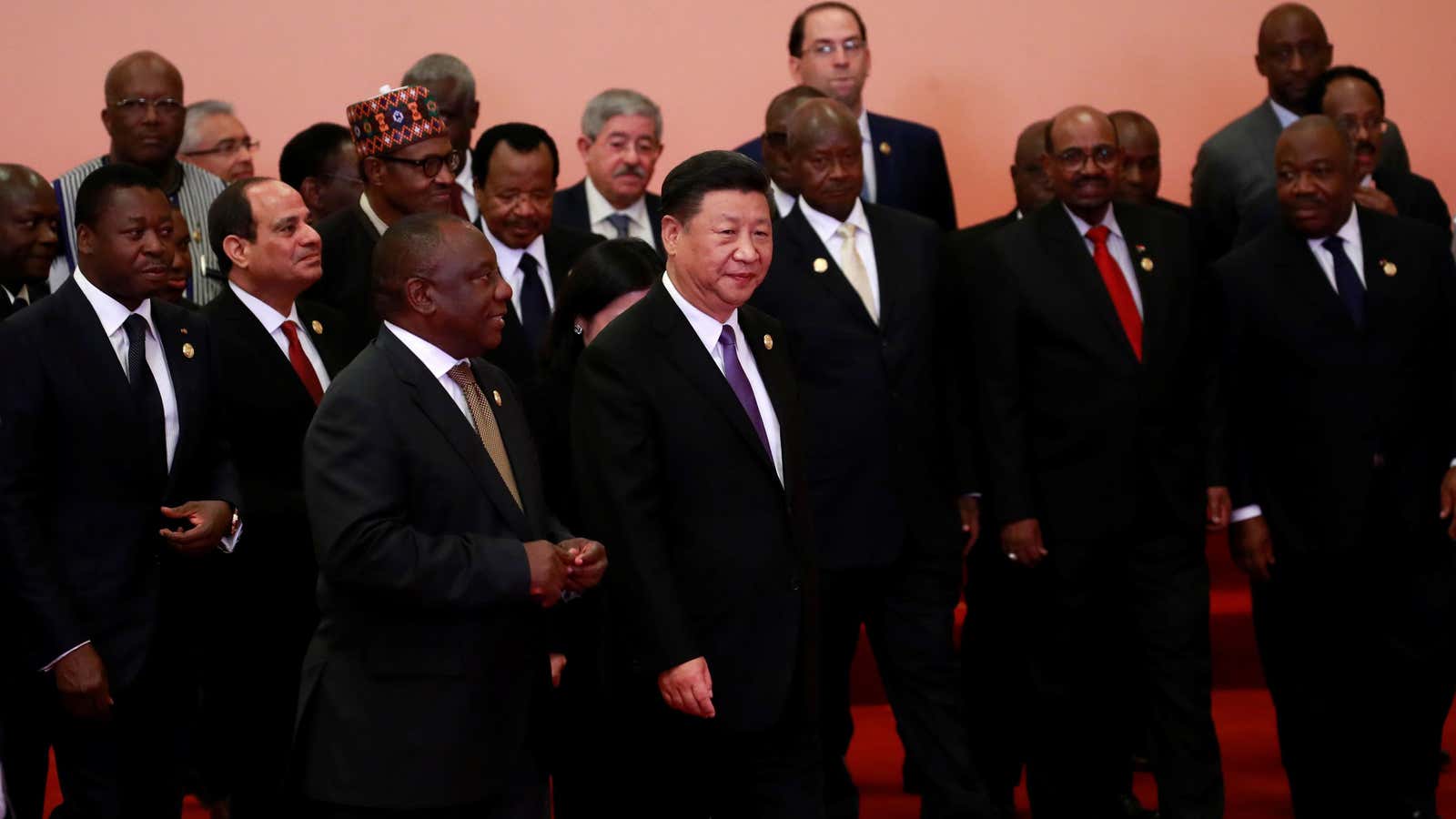 Follow the leader Chinese president  Xi Jinping and African presidents during the Forum on China-Africa Cooperation (FOCAC) in Beijing