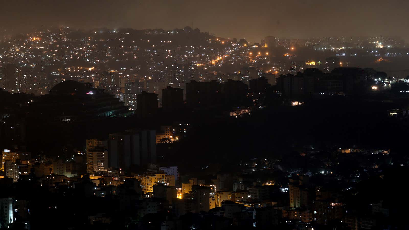 A panoramic view of Caracas, Venezuela on March 10, during an ongoing blackout.