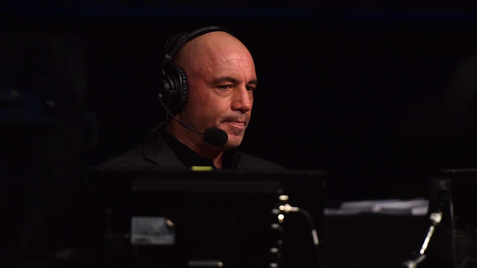 Joe Rogan broadcasting at an MMA event