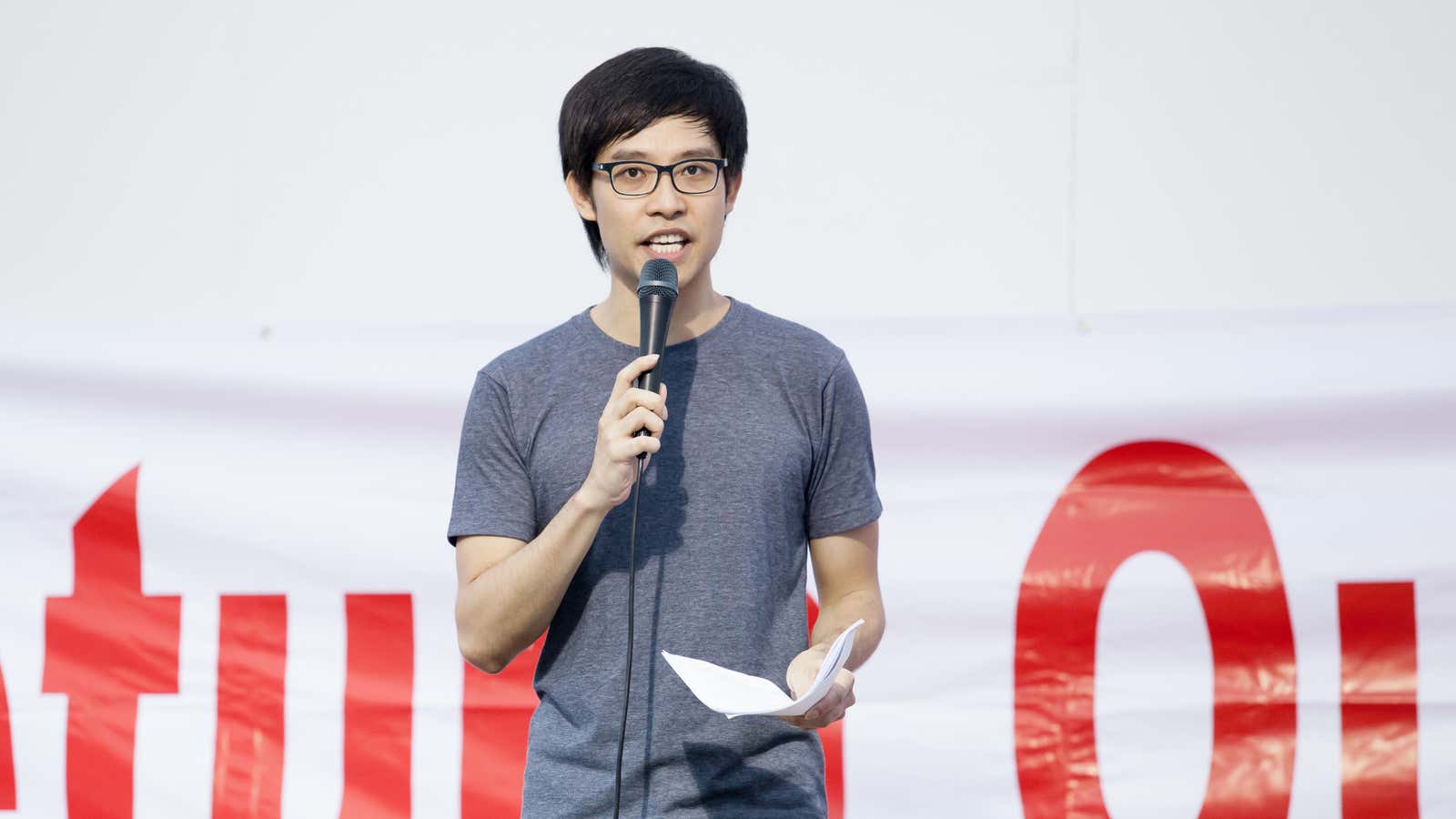 Singapore blogger Roy Ngerng at a rally in 2014.