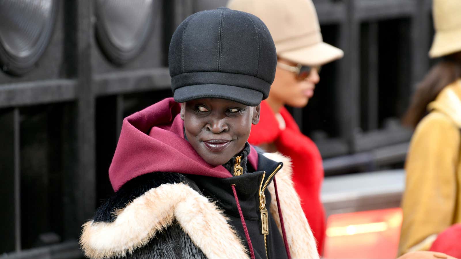 Model Alek Wek wears Marc Jacobs’ Fall/Winter 2017 collection.