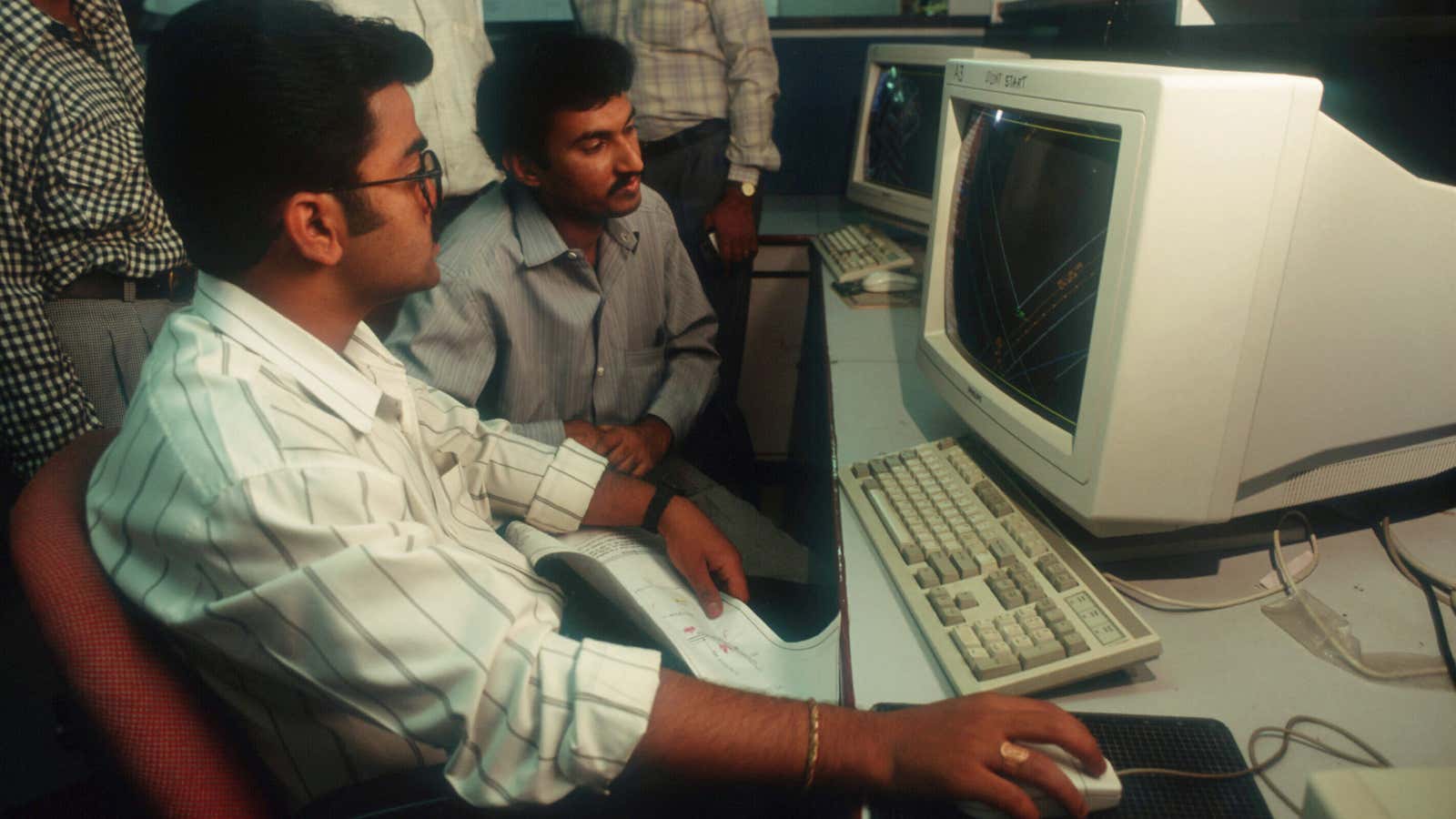 Infosys workers at the headquarters in Bangalore during their golden years in the mid-90s.