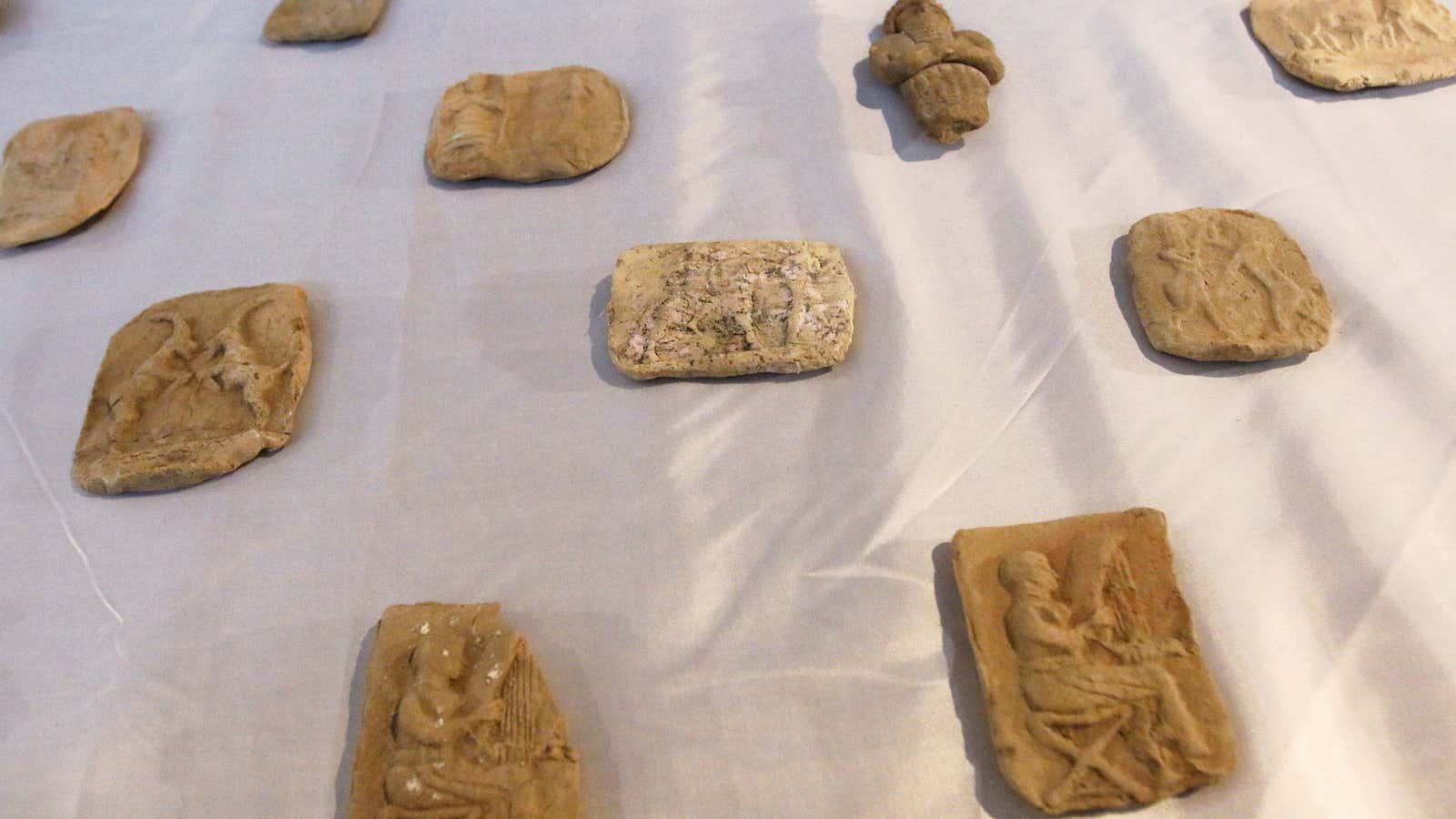 Recovered artifacts are seen at the National Museum of Iraq in Baghdad.