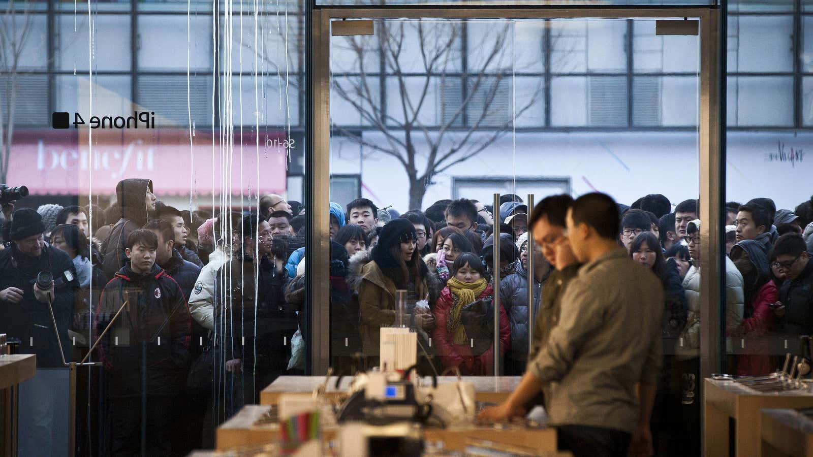 The goal: fewer eggs thrown at Apple stores in Beijing.