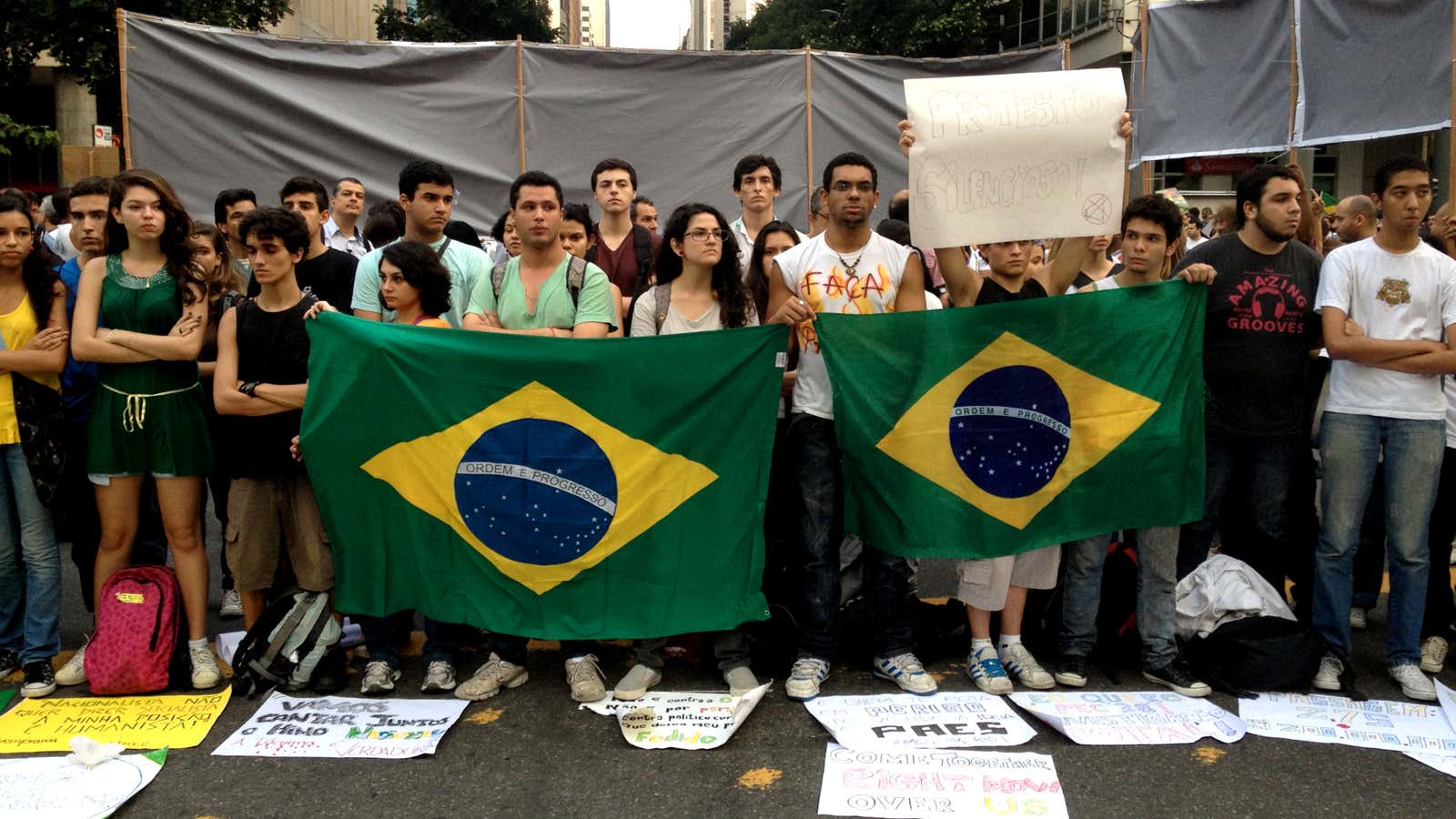 Silent protests in Rio de Janeiro.